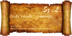 Szánthó Lambert névjegykártya